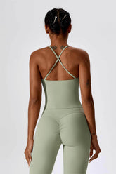 Square Neck Crossover Strap Tank Top