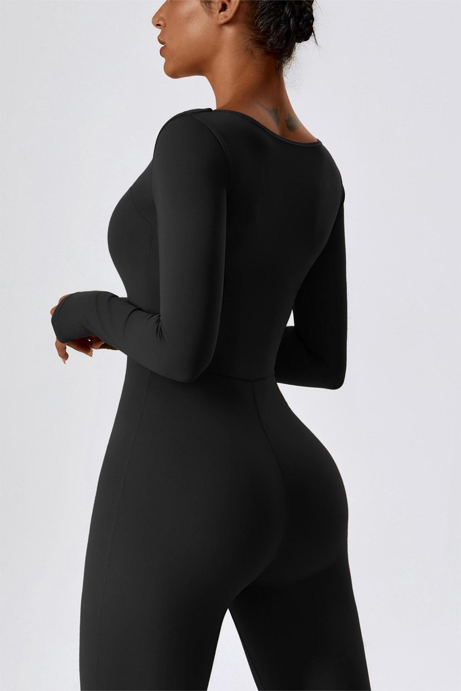 Square Neckline Long Sleeve Jumpsuit