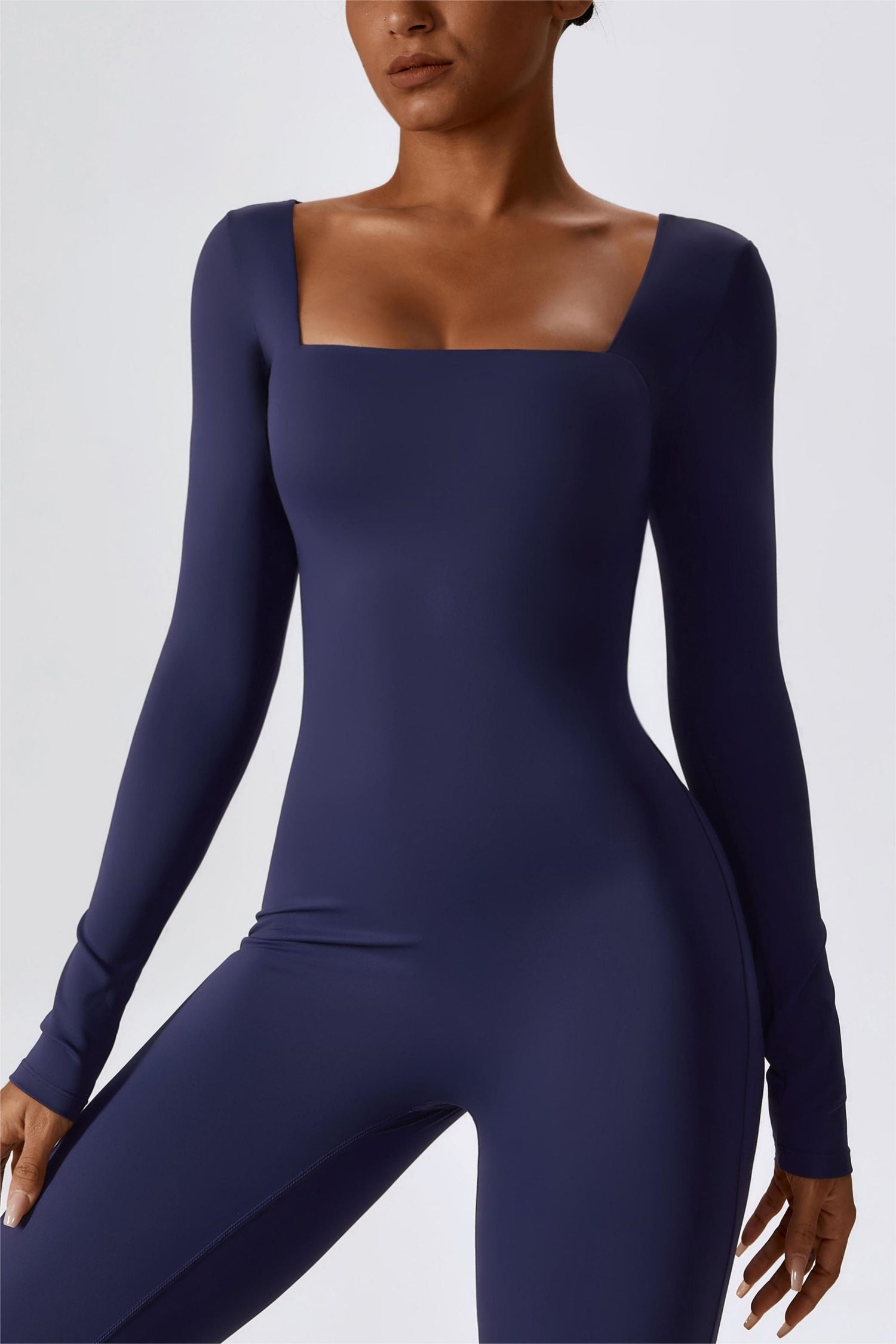 Square Neckline Long Sleeve Jumpsuit