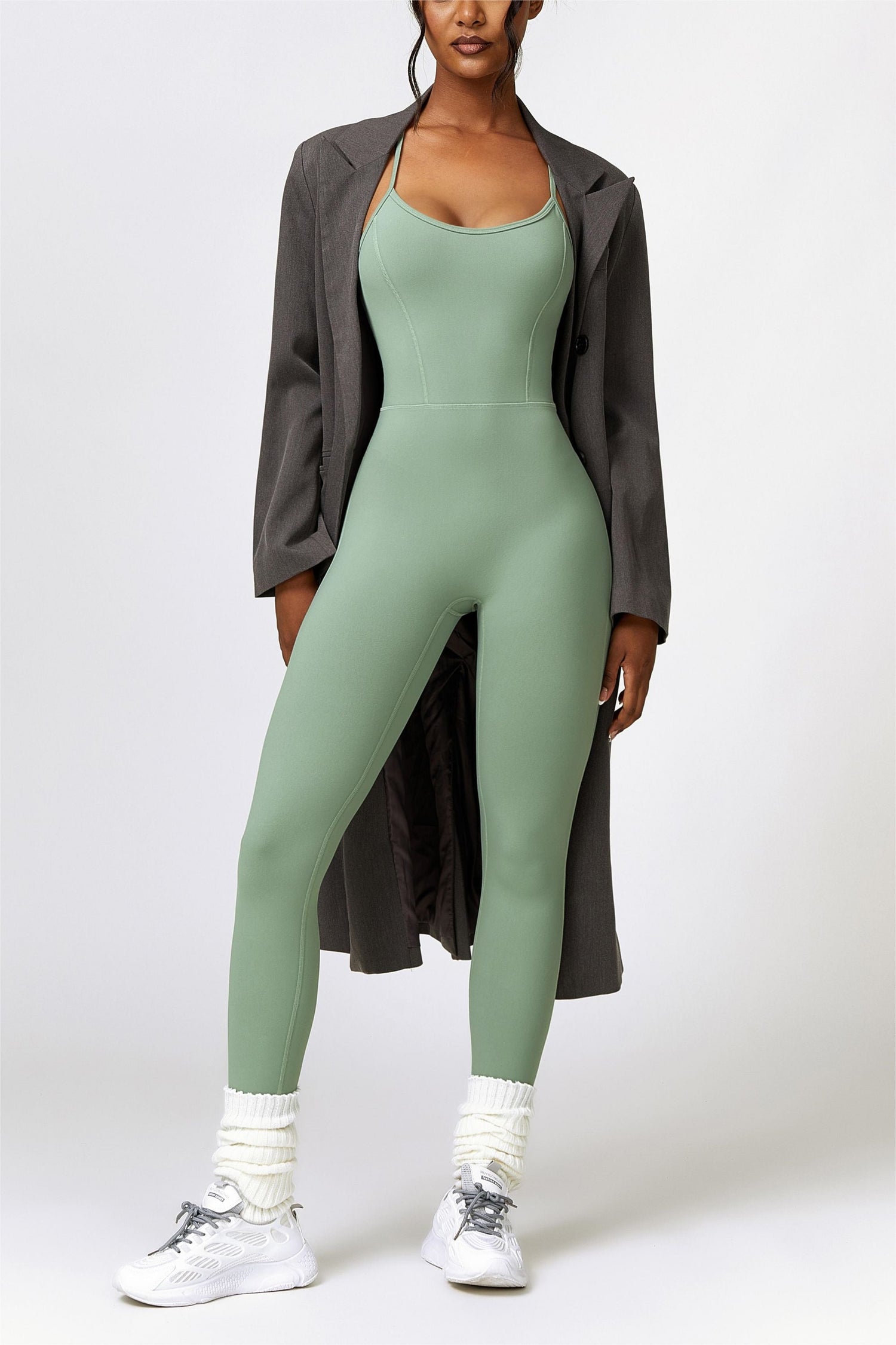 &quot;Scoop Neck Strappy Open Back Active Jumpsuit | Stylish &amp; Comfortable&quot;