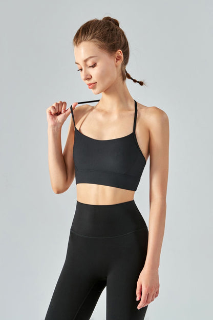 Ribbed T-Back Sports Bra