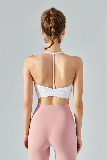 Ribbed T-Back Sports Bra