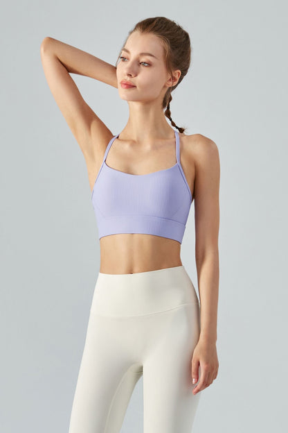 Ribbed T-Back Sports Bra