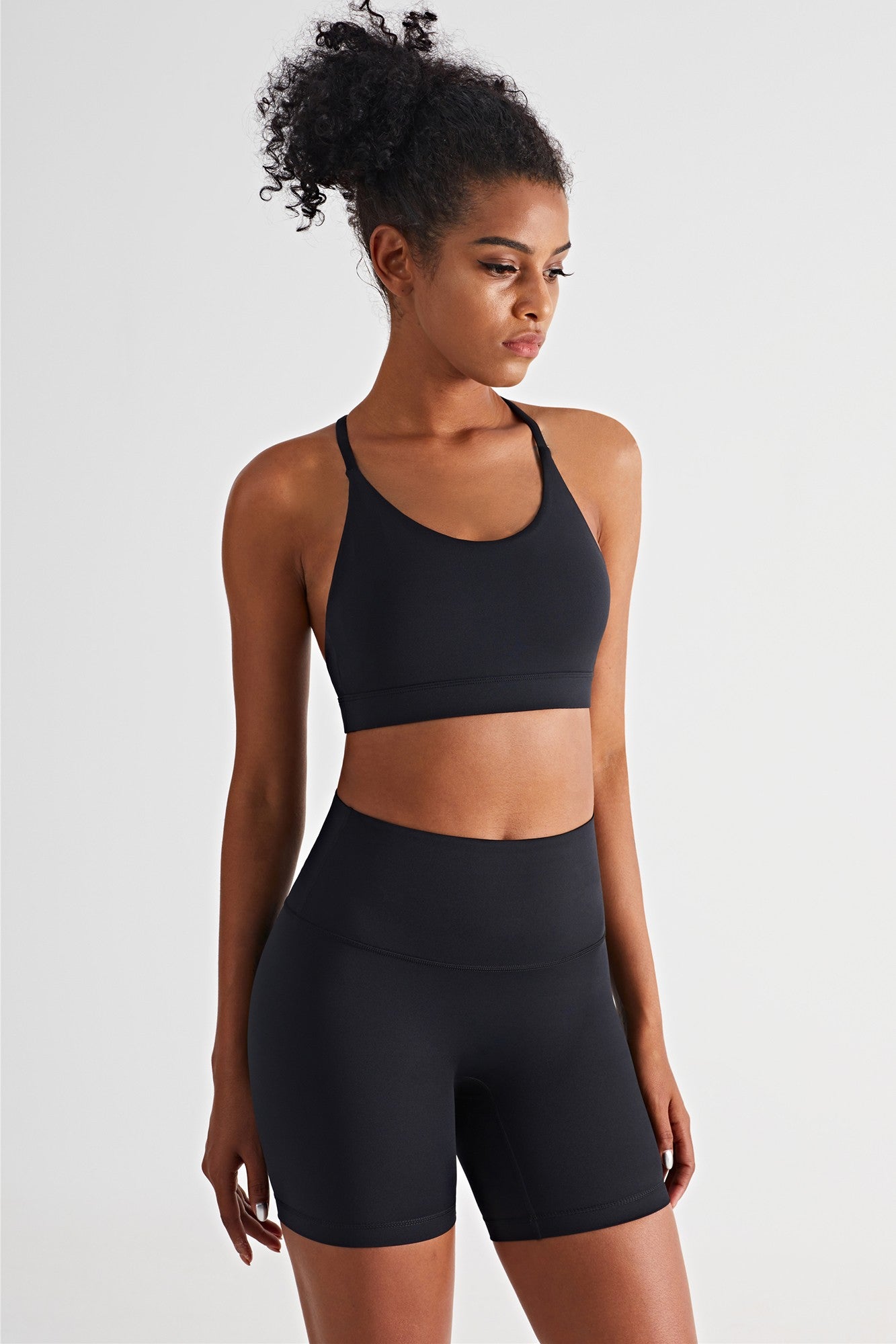 Activewear Set | Triangle Back Sports Bra &amp; High-Waisted Shorts