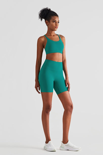 Activewear Set | Triangle Back Sports Bra &amp; High-Waisted Shorts