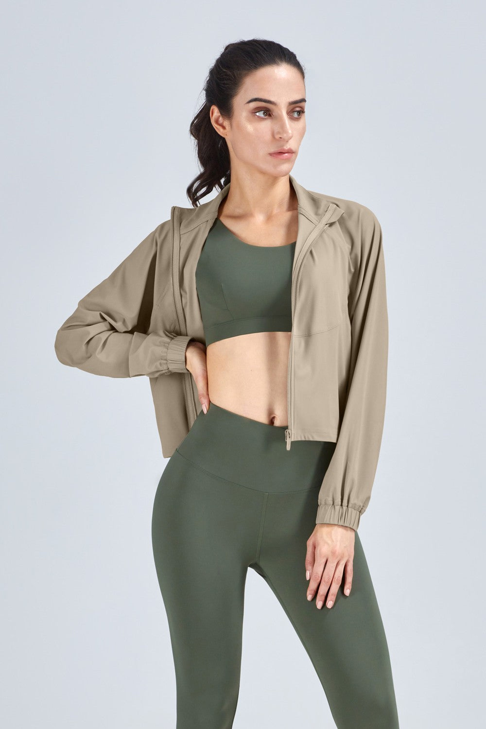 Full-Zip Cropped Track Jacket