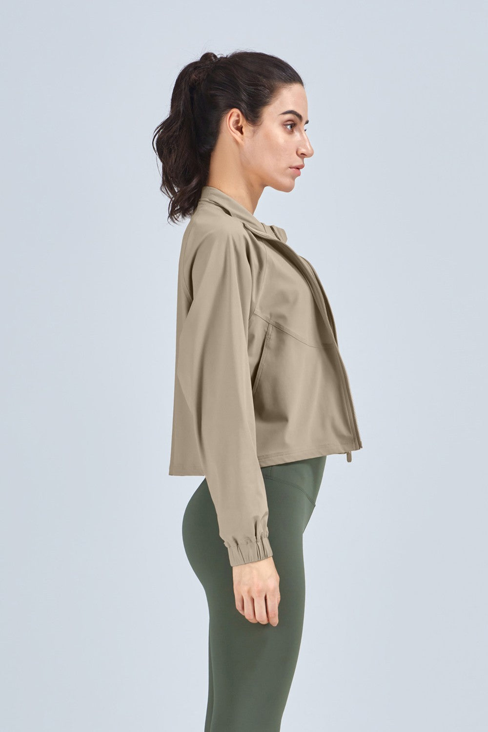 Full-Zip Cropped Track Jacket