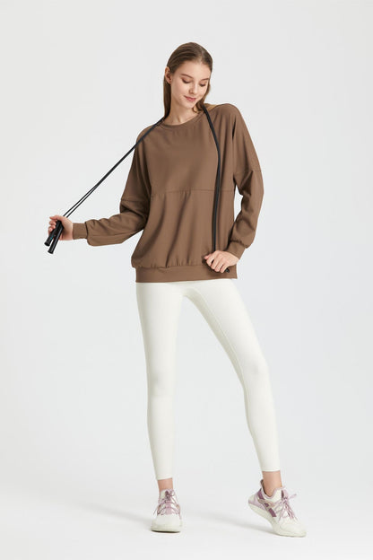 Waffle Knit Long Sleeve Sweatshirt - Adds Texture and Interest