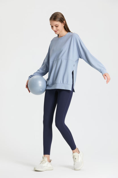 Waffle Knit Long Sleeve Sweatshirt - Adds Texture and Interest