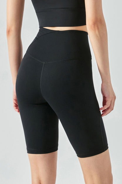 Yoga Shorts with Side Ruched Asymmetrical Waistband – Trendy &amp; Comfy