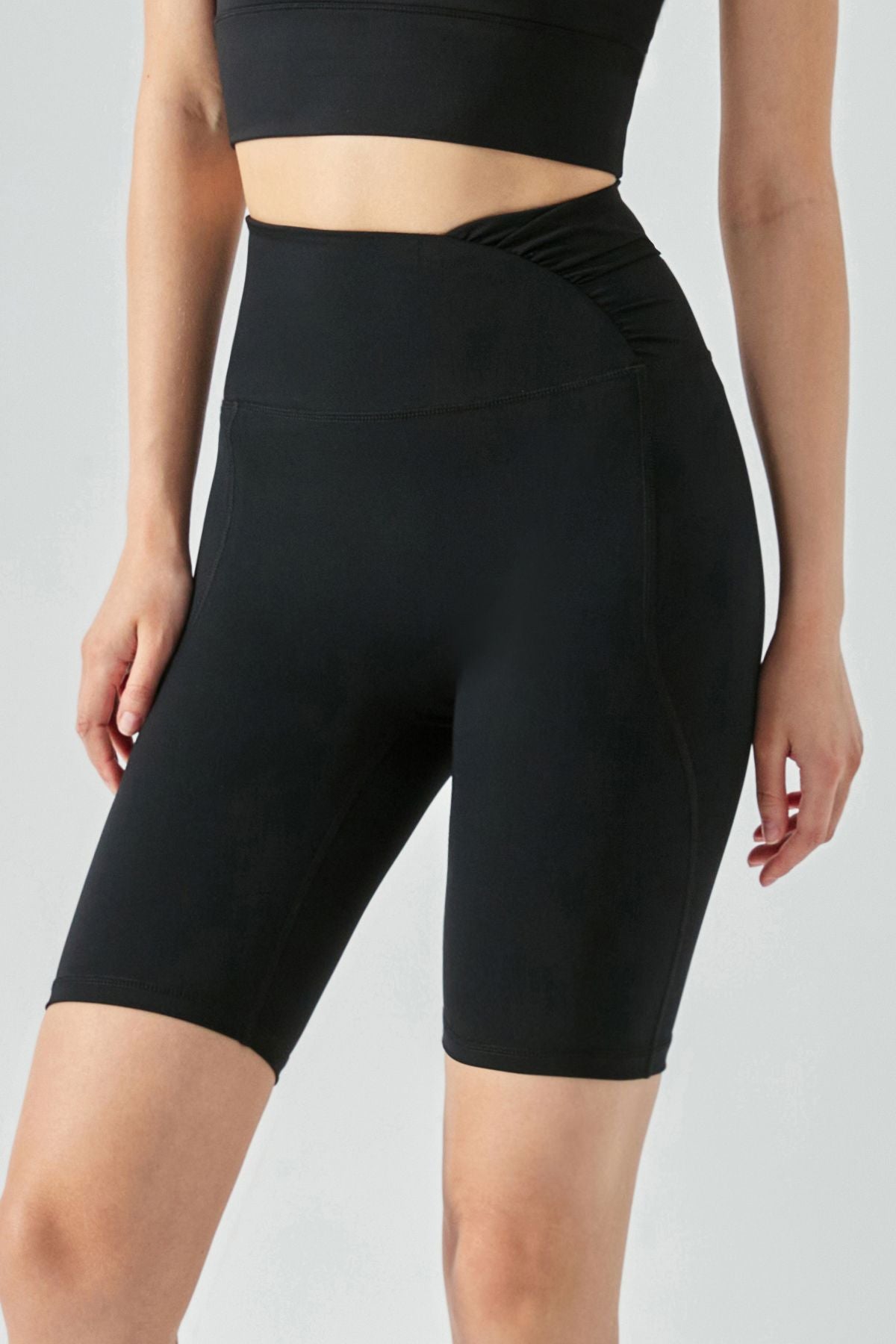 Yoga Shorts with Side Ruched Asymmetrical Waistband – Trendy &amp; Comfy