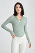 Fitted Half-Zip Crop Hoodie with Thumb Holes | Trendy & Comfortable