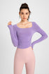 Side Ruched Long Sleeve Crop Top - Chic & Comfortable Activewear