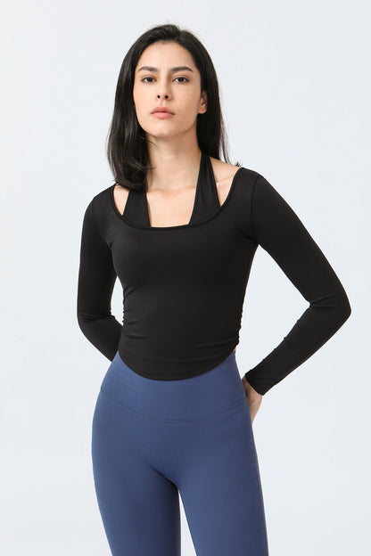 Halterneck Long Sleeve Crop Top | Stylish &amp; Trendy Women&