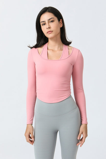 Halterneck Long Sleeve Crop Top | Stylish &amp; Trendy Women&