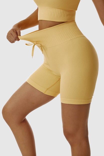 Ribbed Tie Front Cycling Shorts - Trendy and Comfortable for Your Ride