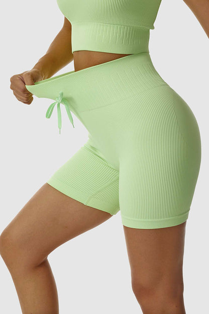 Ribbed Tie Front Cycling Shorts - Trendy and Comfortable for Your Ride