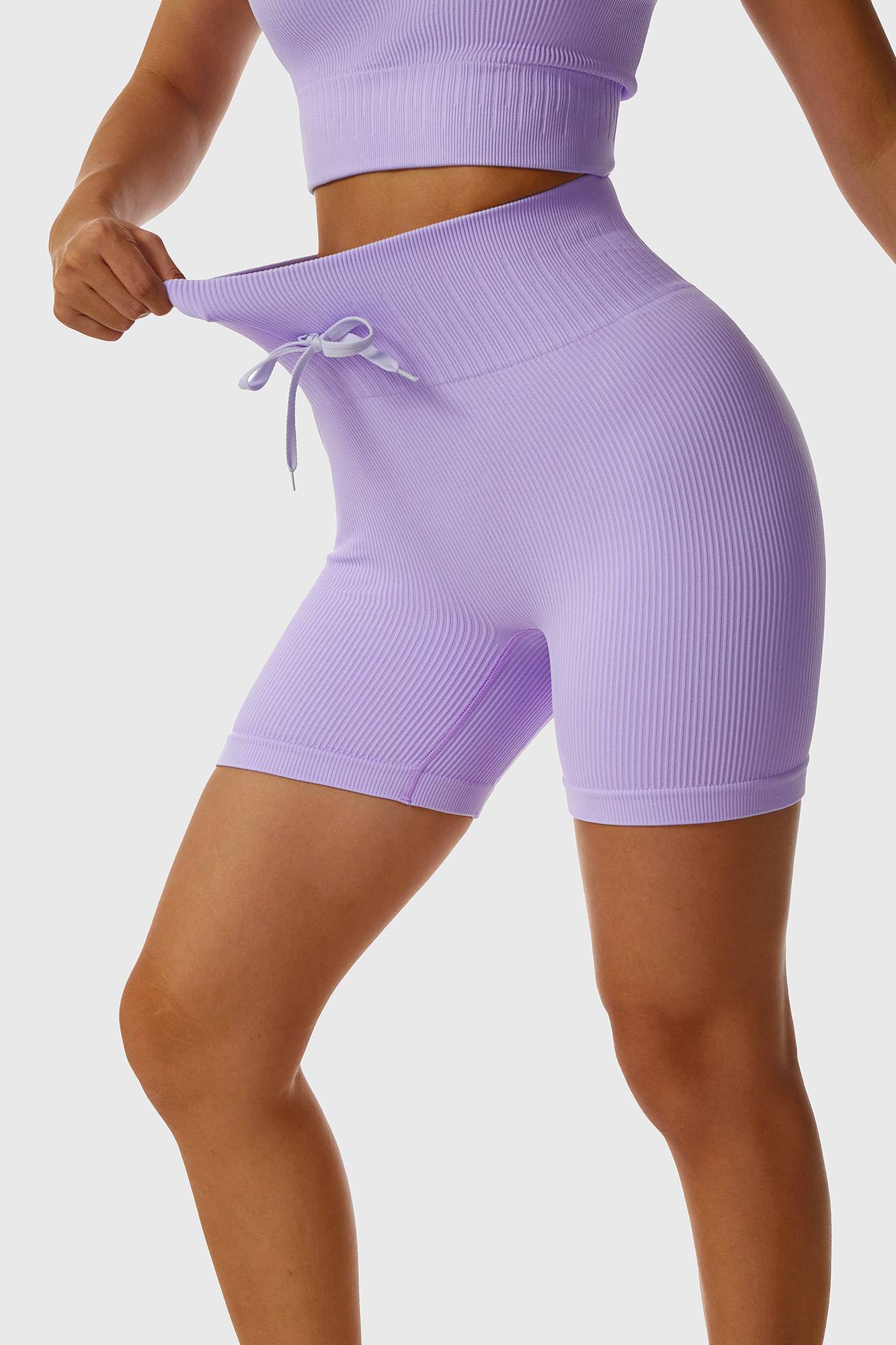 Ribbed Tie Front Cycling Shorts - Trendy and Comfortable for Your Ride