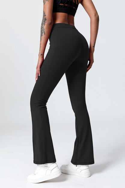 High-Waist Split Bootcut Leggings with Pockets - Trendy and Functional