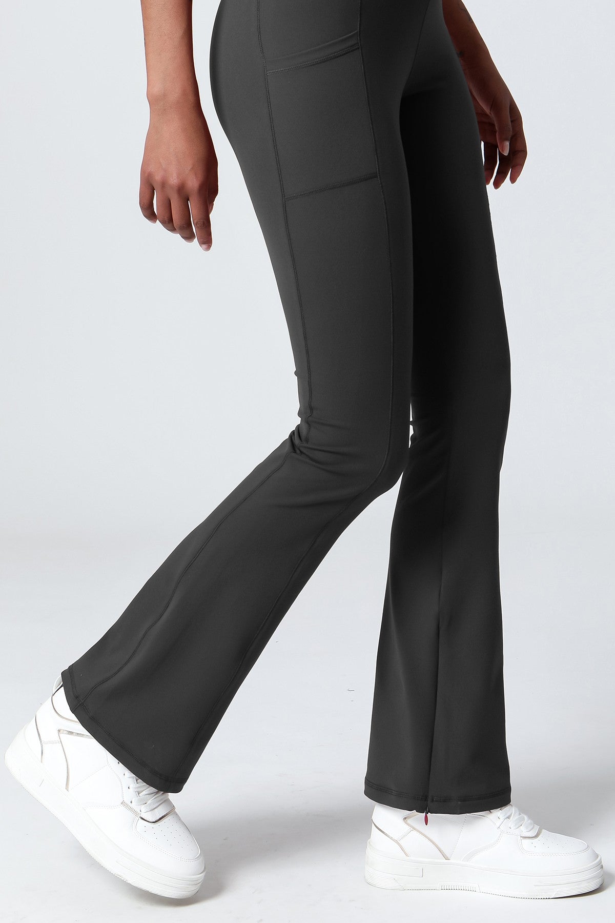 High-Waist Split Bootcut Leggings with Pockets - Trendy and Functional