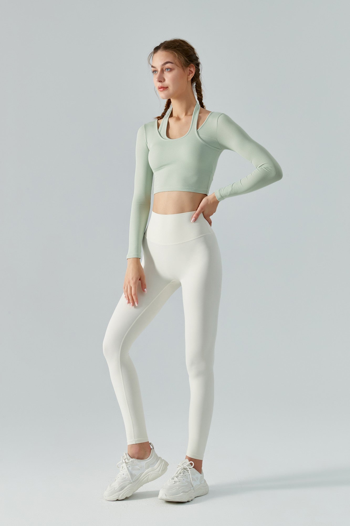 Ribbed Long Sleeve Halterneck Crop Top | Chic &amp; Trendy Design