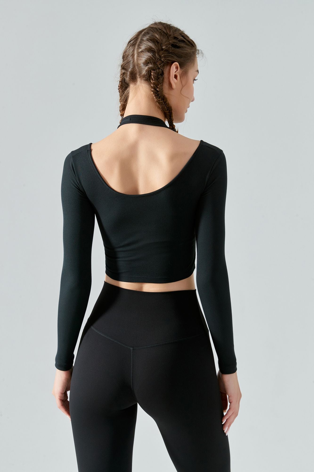 Ribbed Long Sleeve Halterneck Crop Top | Chic &amp; Trendy Design