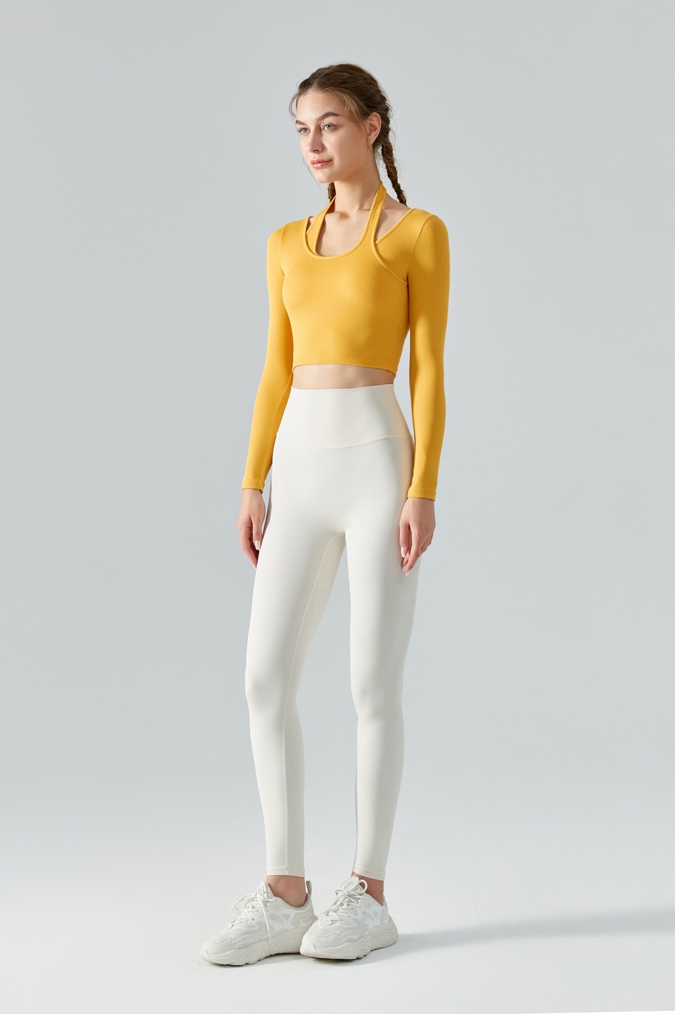 Ribbed Long Sleeve Halterneck Crop Top | Chic &amp; Trendy Design