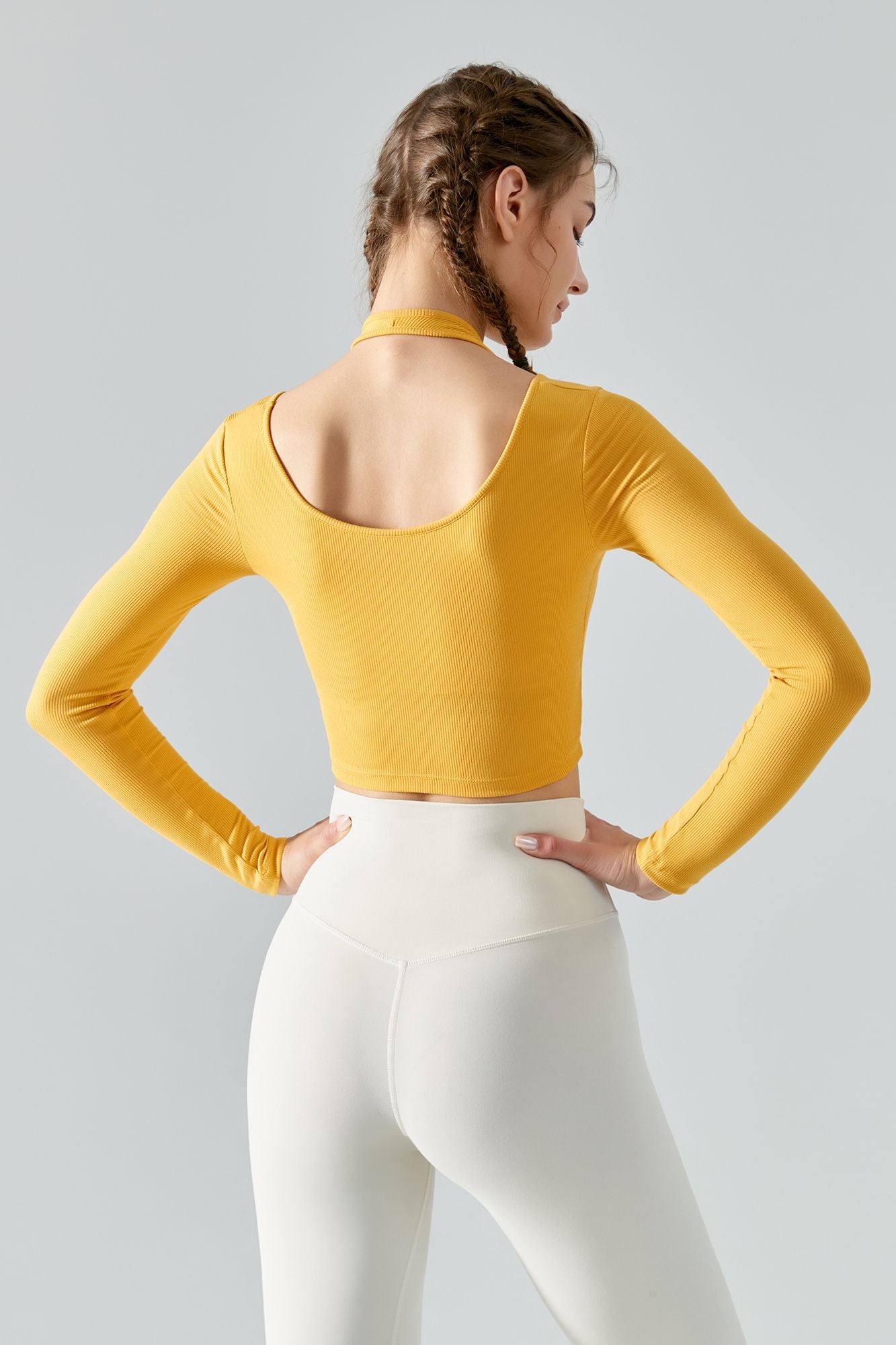 Ribbed Long Sleeve Halterneck Crop Top | Chic &amp; Trendy Design