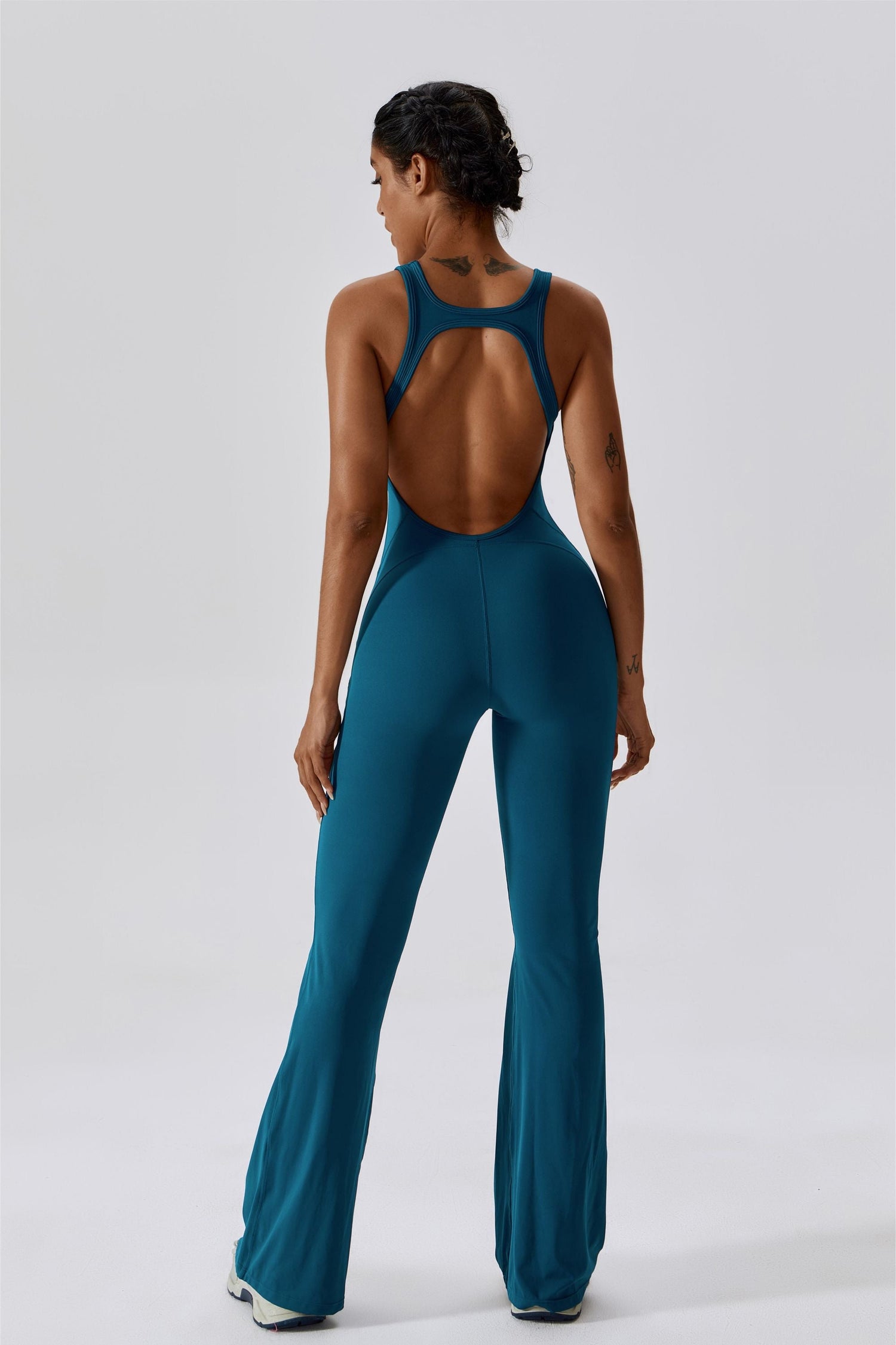 Scoop Neckline Flare Jumpsuit - Elegant &amp; Comfortable One-Piece Outfit