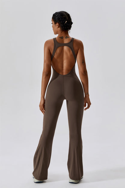 Scoop Neckline Flare Jumpsuit - Elegant &amp; Comfortable One-Piece Outfit