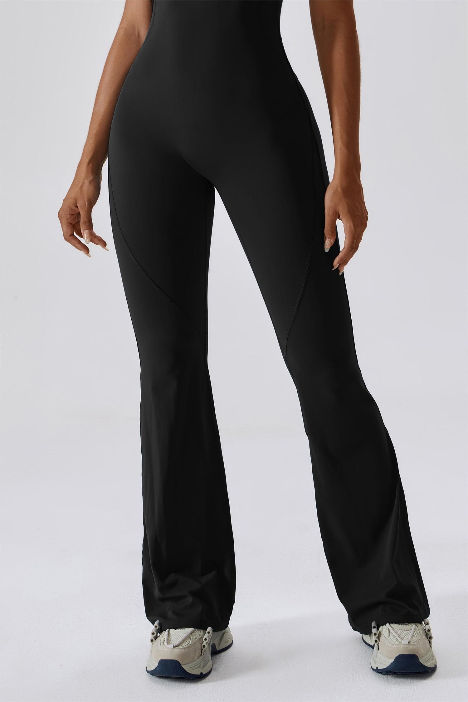 Scoop Neckline Flare Jumpsuit - Elegant &amp; Comfortable One-Piece Outfit