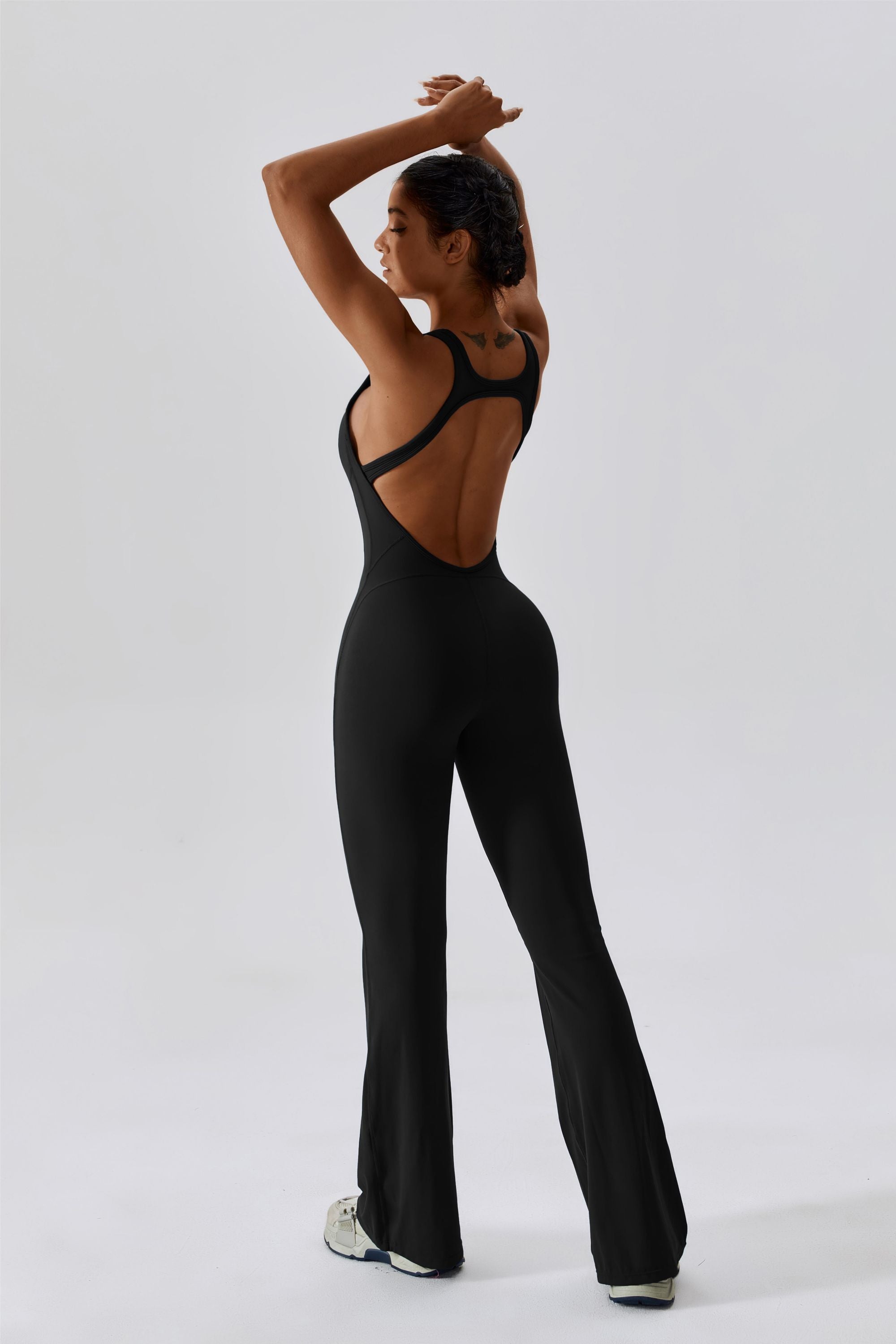 Scoop Neckline Flare Jumpsuit - Elegant &amp; Comfortable One-Piece Outfit