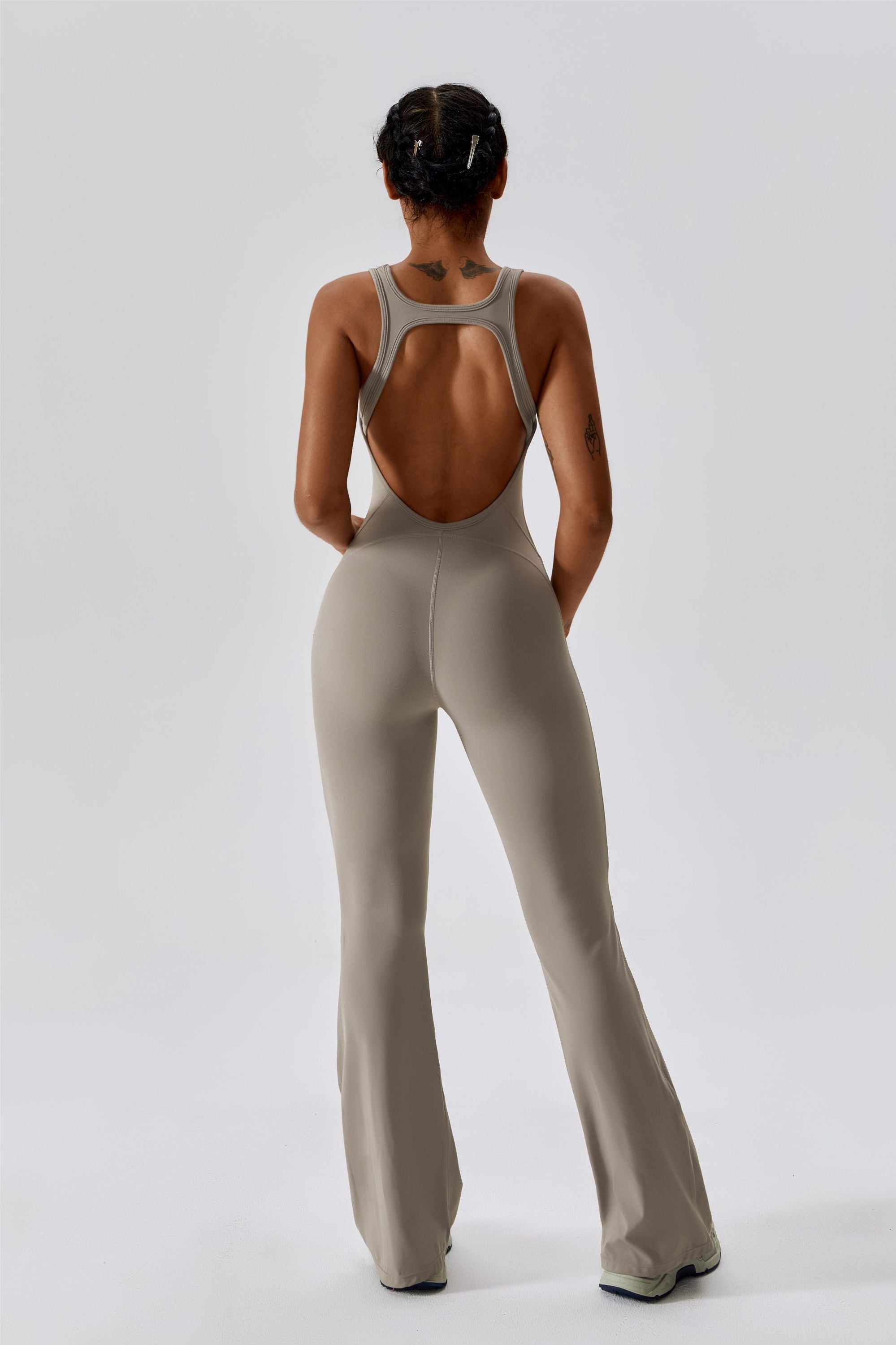 Scoop Neckline Flare Jumpsuit - Elegant &amp; Comfortable One-Piece Outfit