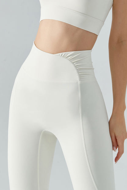 Side Ruched Asymmetrical Waistband Leggings for Comfort &amp; Style