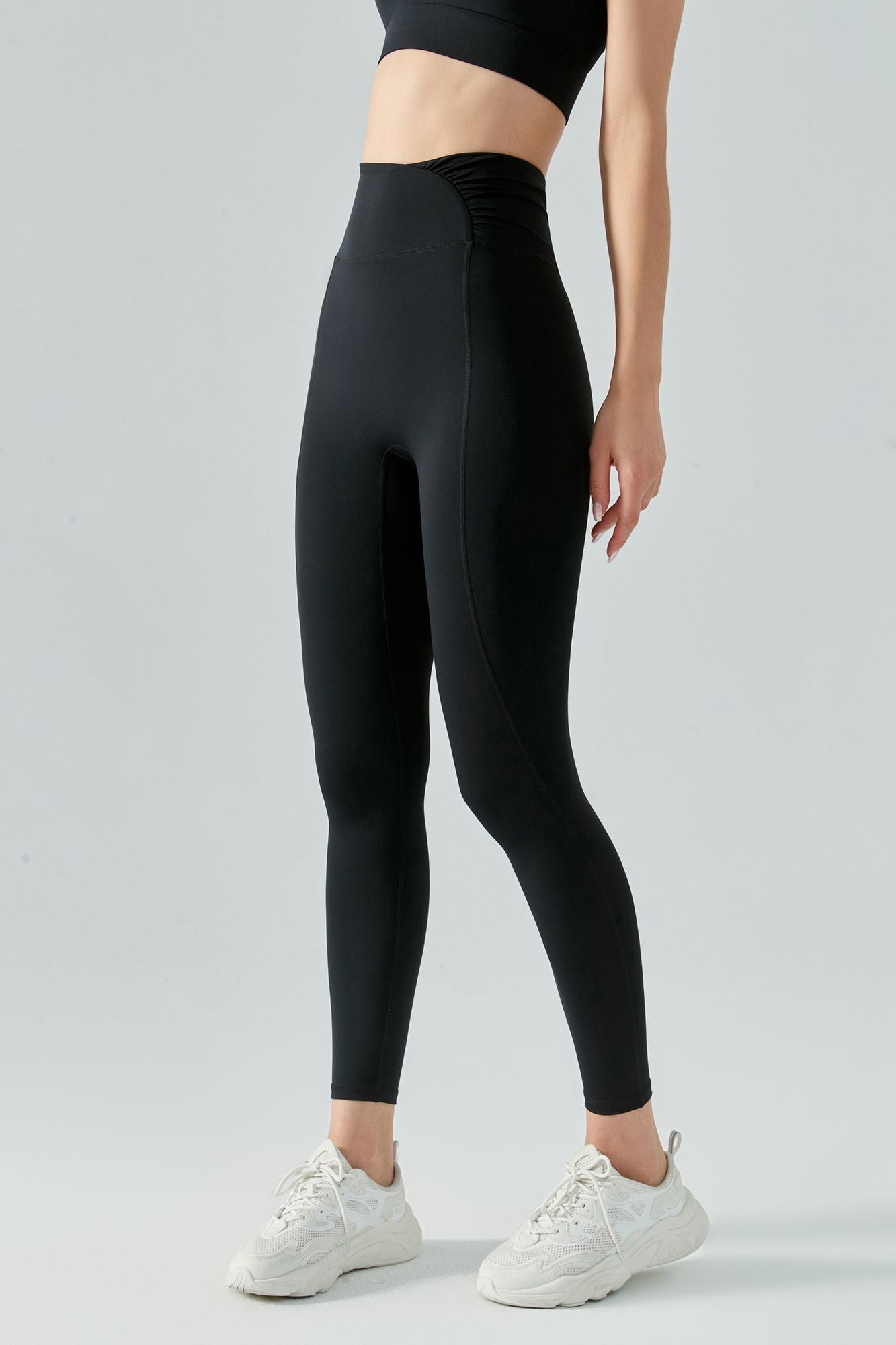 Side Ruched Asymmetrical Waistband Leggings for Comfort &amp; Style