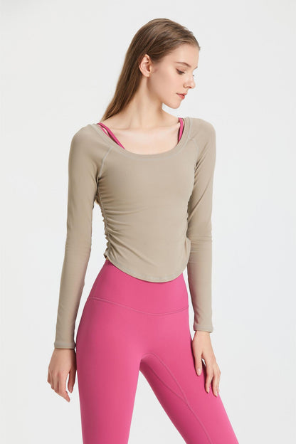 Side Ruched Long Sleeve Top | Stylish &amp; Comfortable for Any Occasion