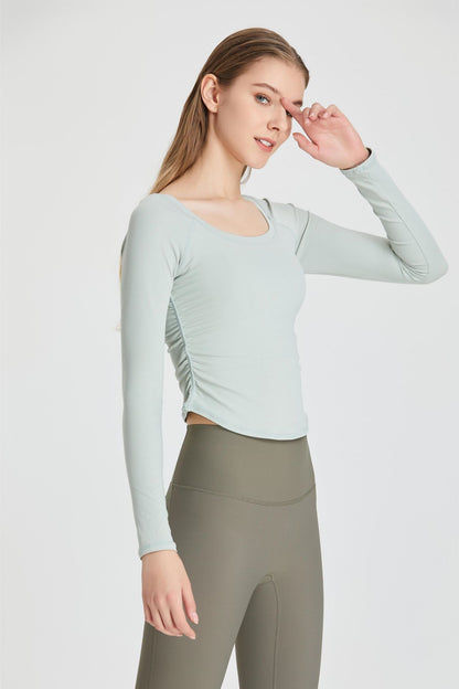 Side Ruched Long Sleeve Top | Stylish &amp; Comfortable for Any Occasion