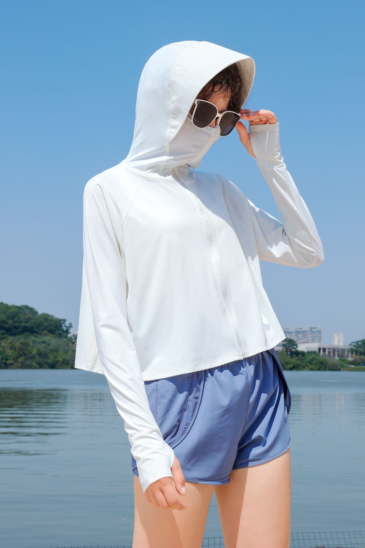 Sun Protection Full-Zip Crop Hoodie Jacket