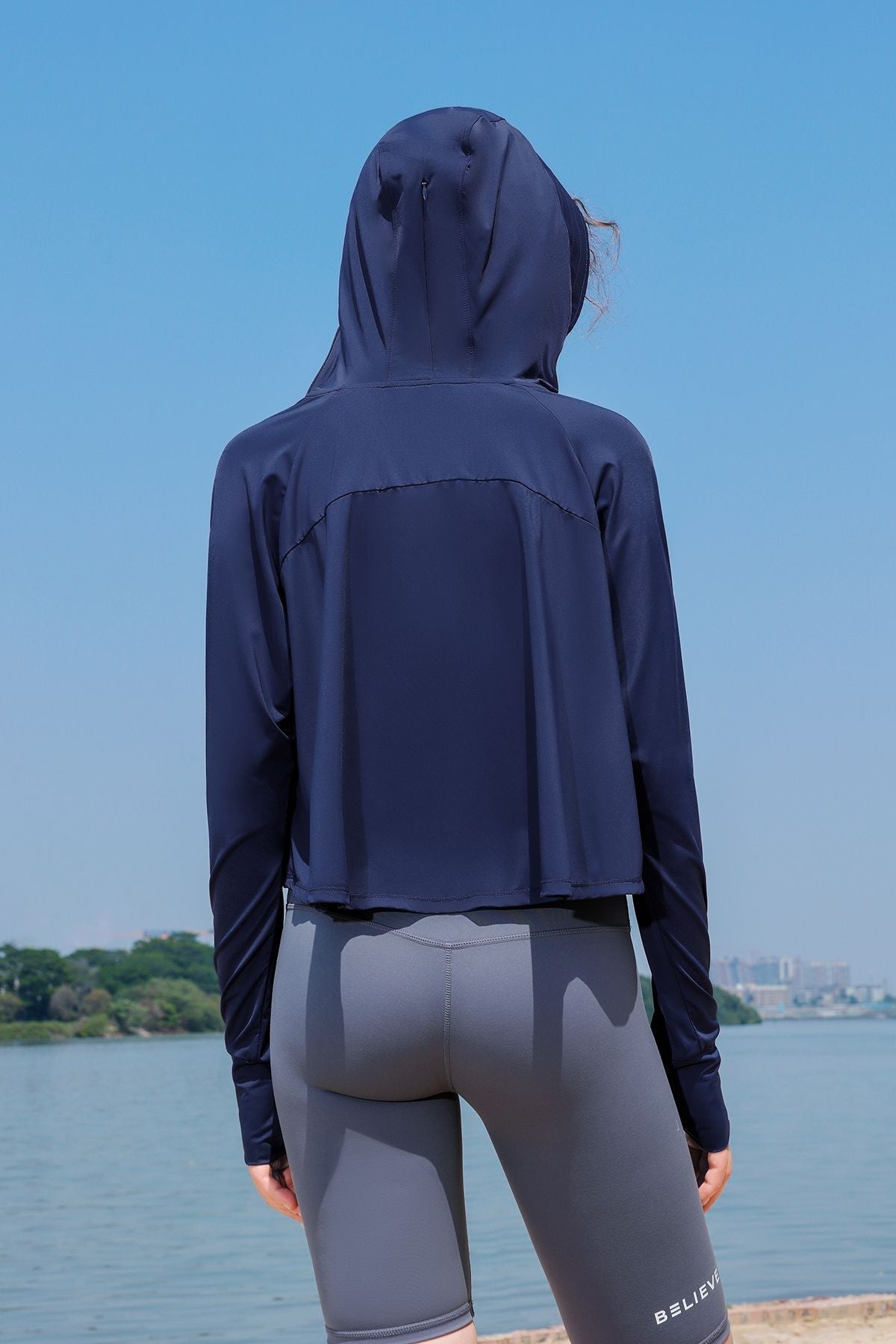 Sun Protection Full-Zip Crop Hoodie Jacket