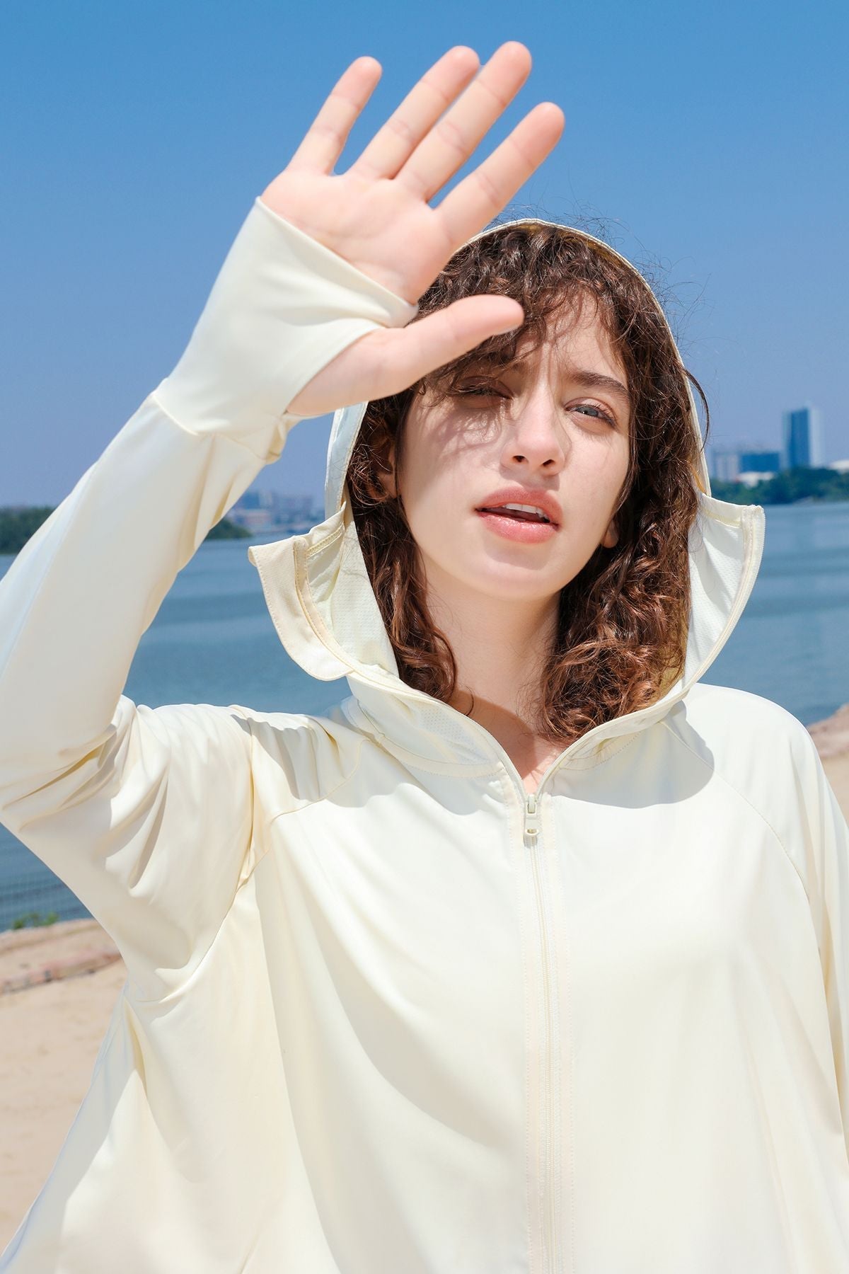 Sun Protection Full-Zip Crop Hoodie Jacket