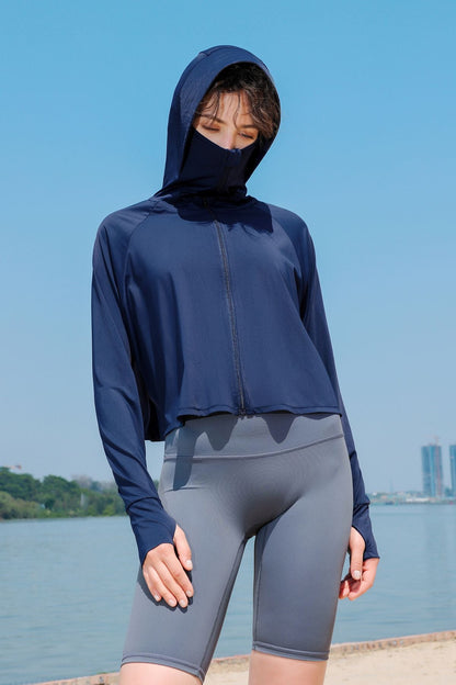 Sun Protection Full-Zip Crop Hoodie Jacket