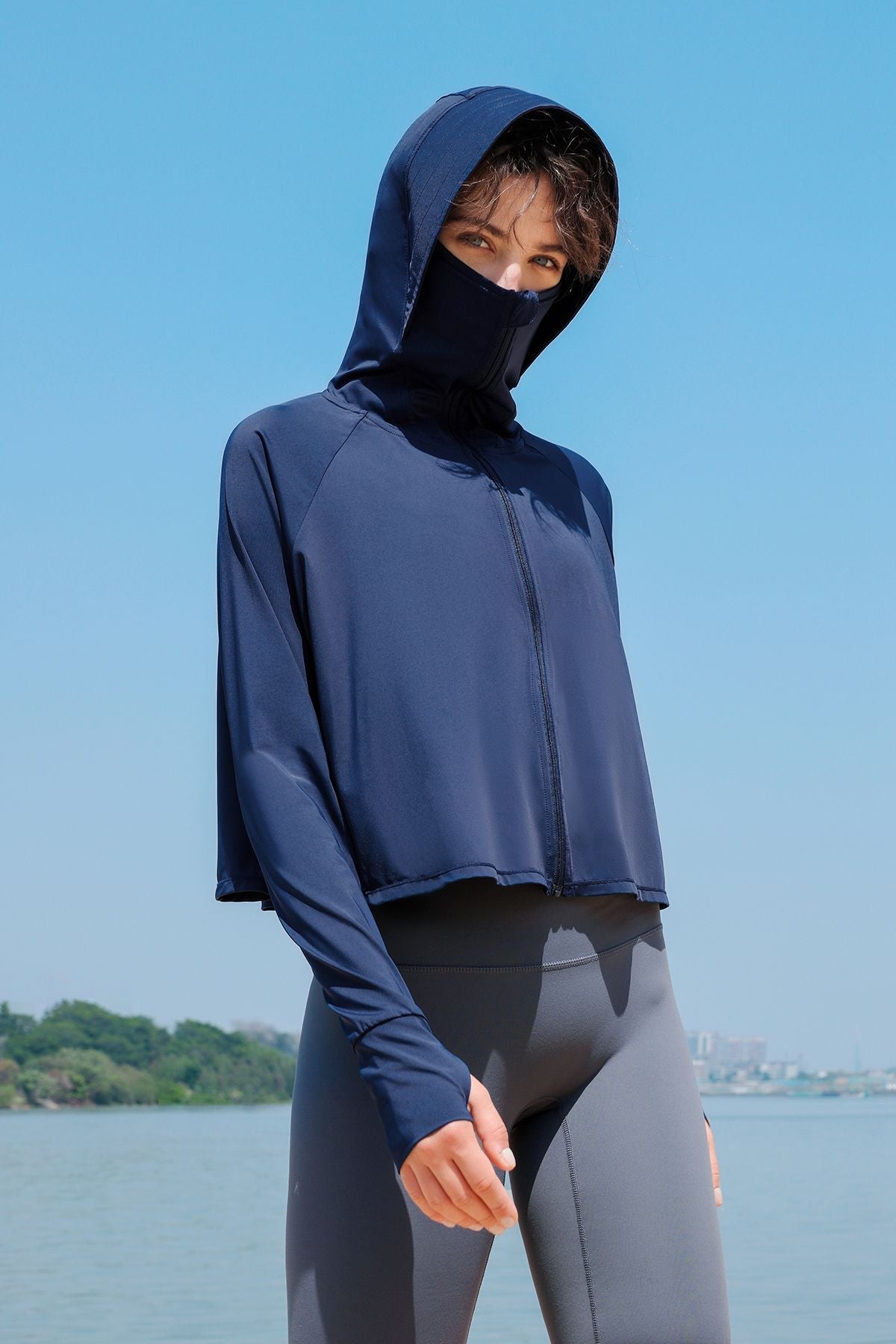 Sun Protection Full-Zip Crop Hoodie Jacket