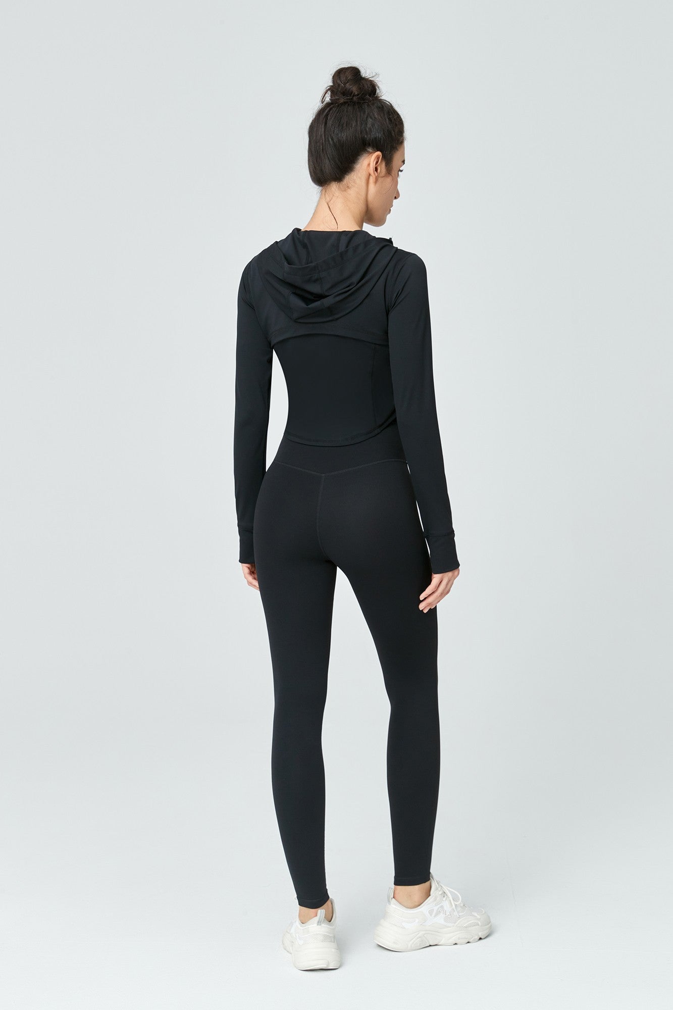 Full-Zip Crop Hoodie With Thumb Holes