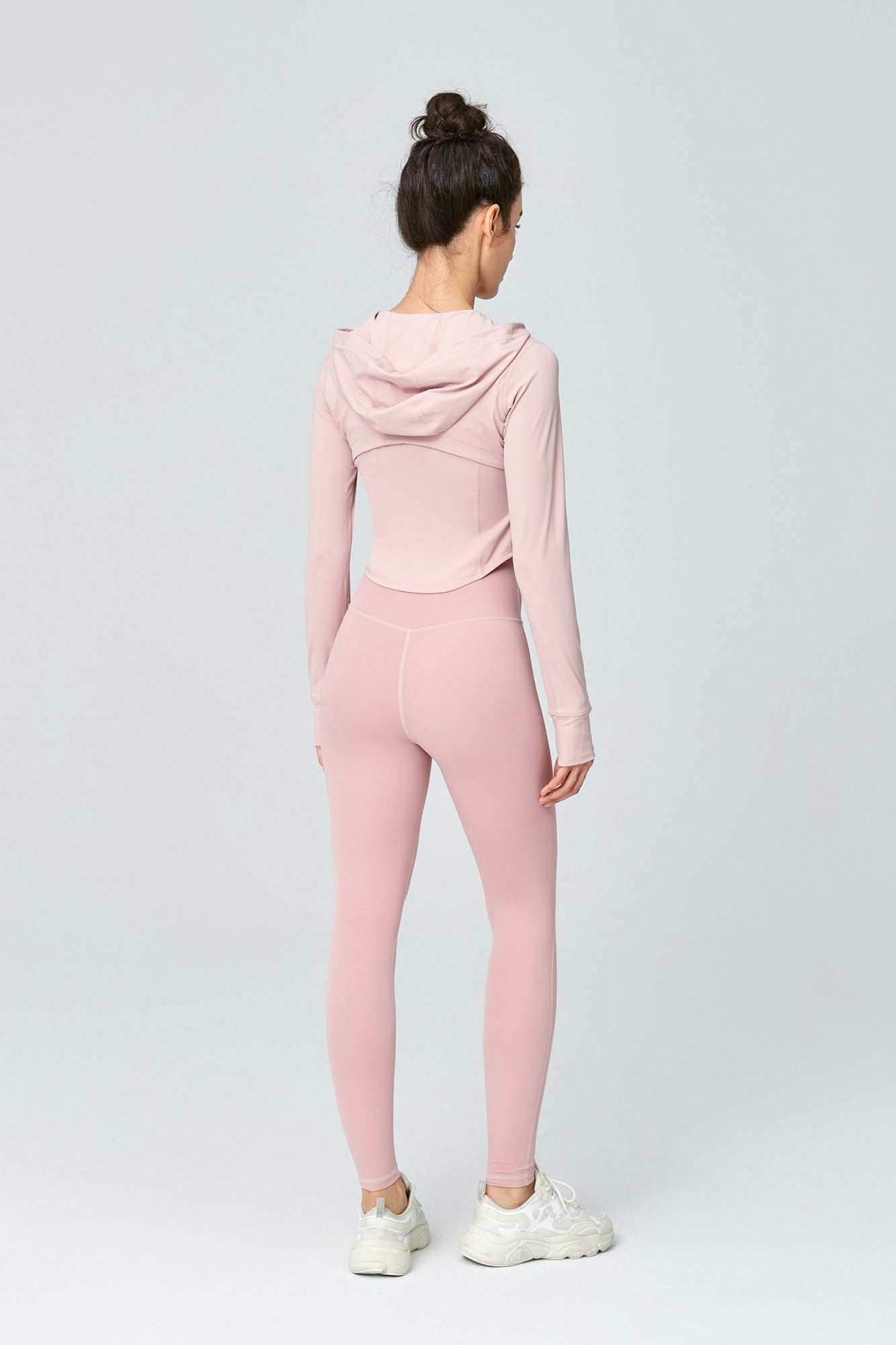 Full-Zip Crop Hoodie With Thumb Holes