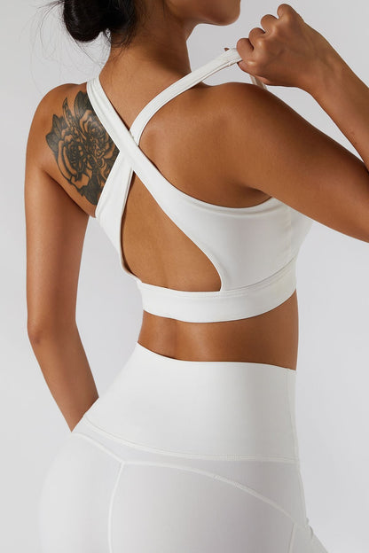 Crossover Straps Zip Front Sports Bra